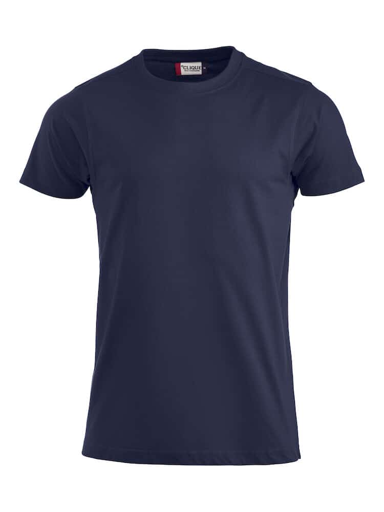 Navy blue t-shirt on a white background