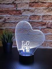 Hjerte illusjonslampe 3D - InstaTrykk