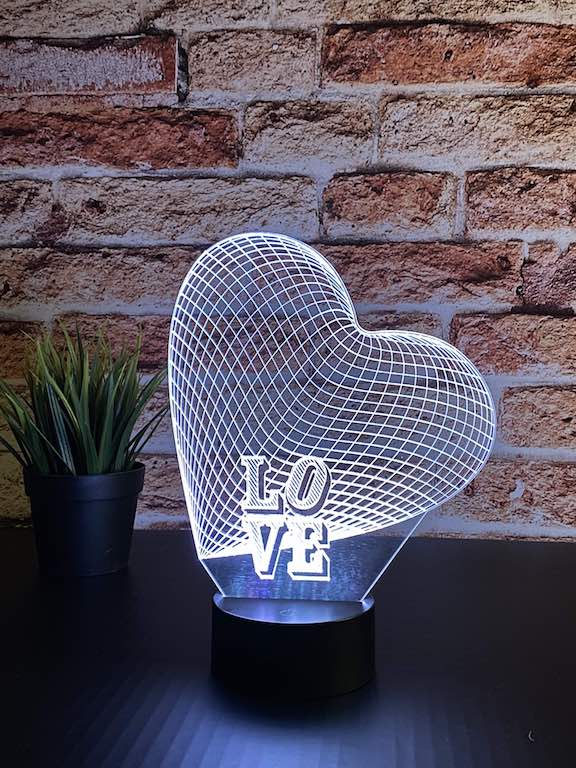 Hjerte illusjonslampe 3D - InstaTrykk