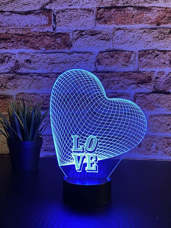 Hjerte illusjonslampe 3D - InstaTrykk
