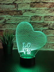 Hjerte illusjonslampe 3D - InstaTrykk