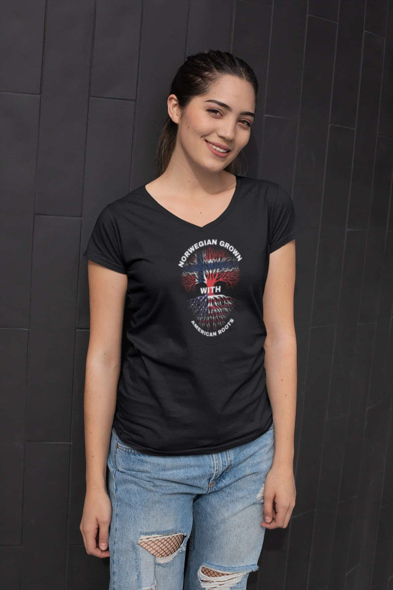 Norsk/amerikansk flagg t-skjorte - InstaTrykk