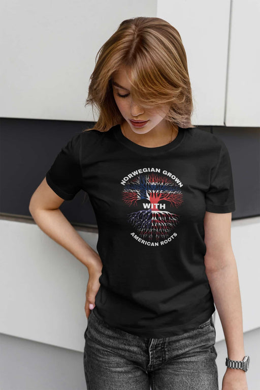 Norsk/amerikansk flagg t-skjorte - InstaTrykk