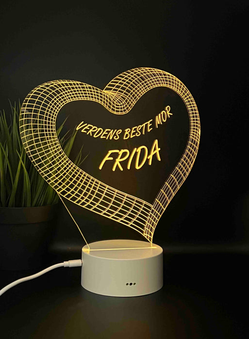 Hjerte led lampe- verdens beste mor - InstaTrykk